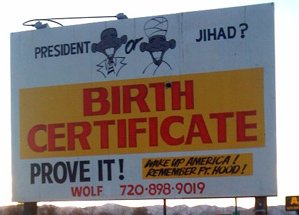 Obama Birth Certificate Billboard in Wheat Ridge, Colorado
