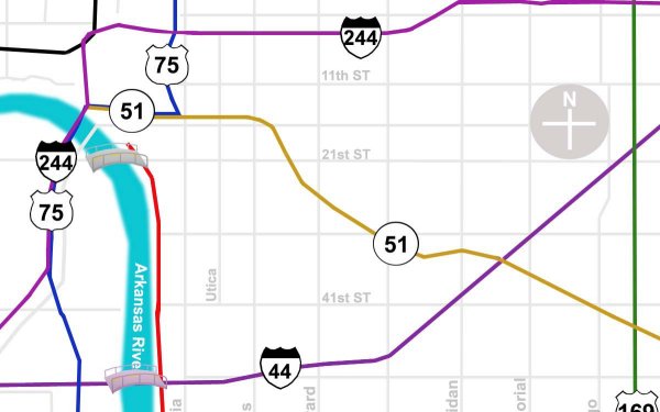 Map of Tulsa, OK